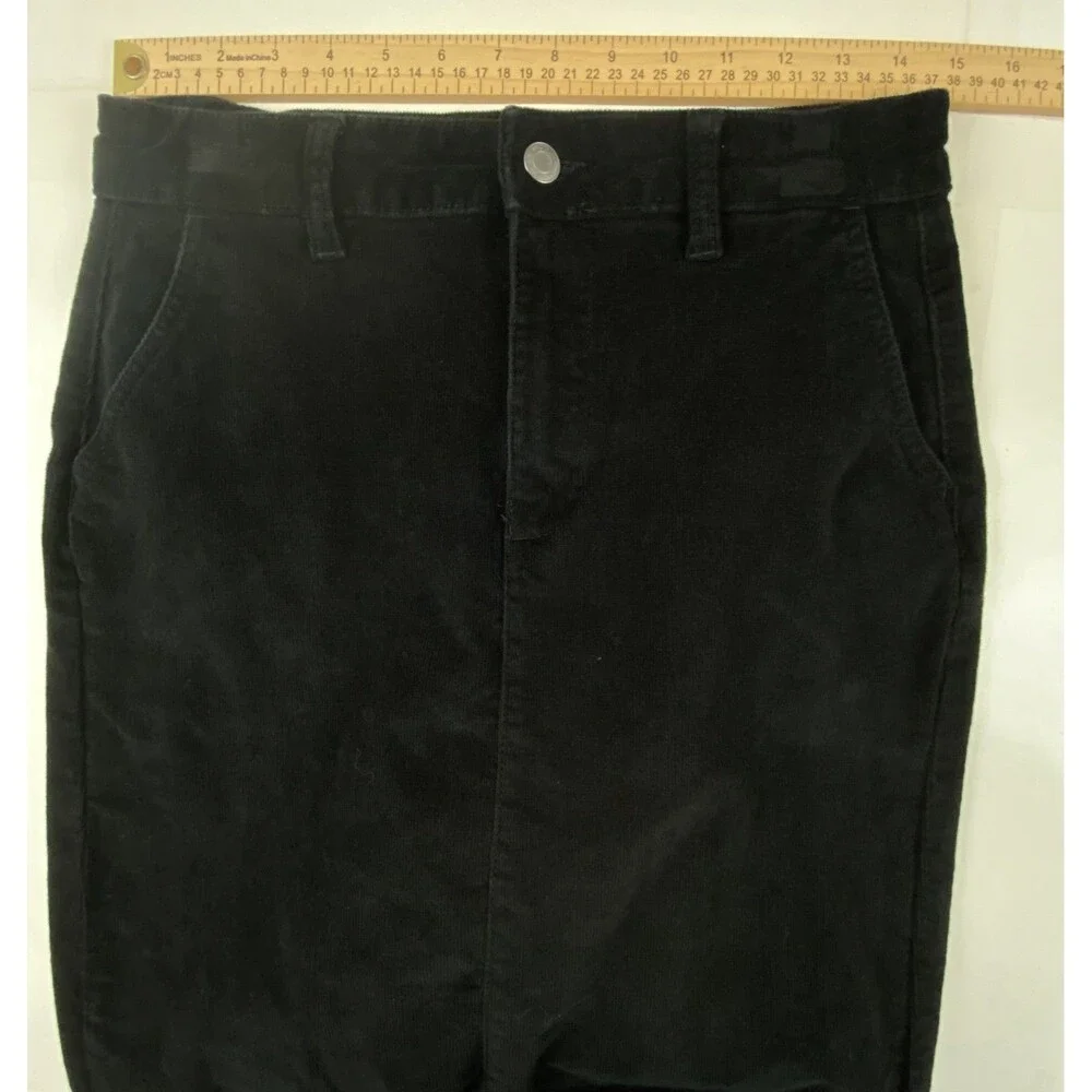 Time & Tru Black Corduroy Midi Skirt Size 4 Dark Academia Goth Romantic Grunge